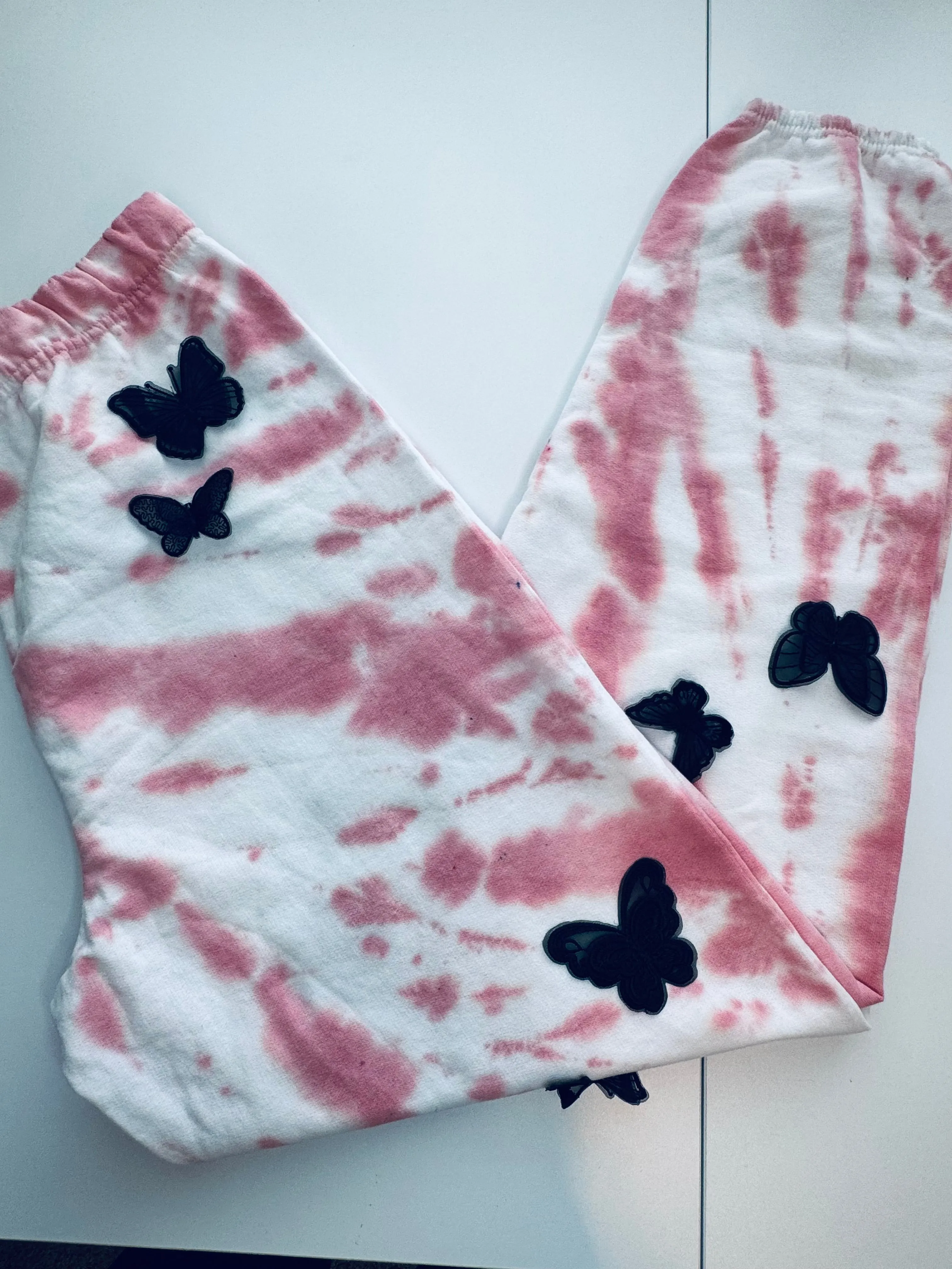 Large Pink Dye Butterfly Oversized Sweats
