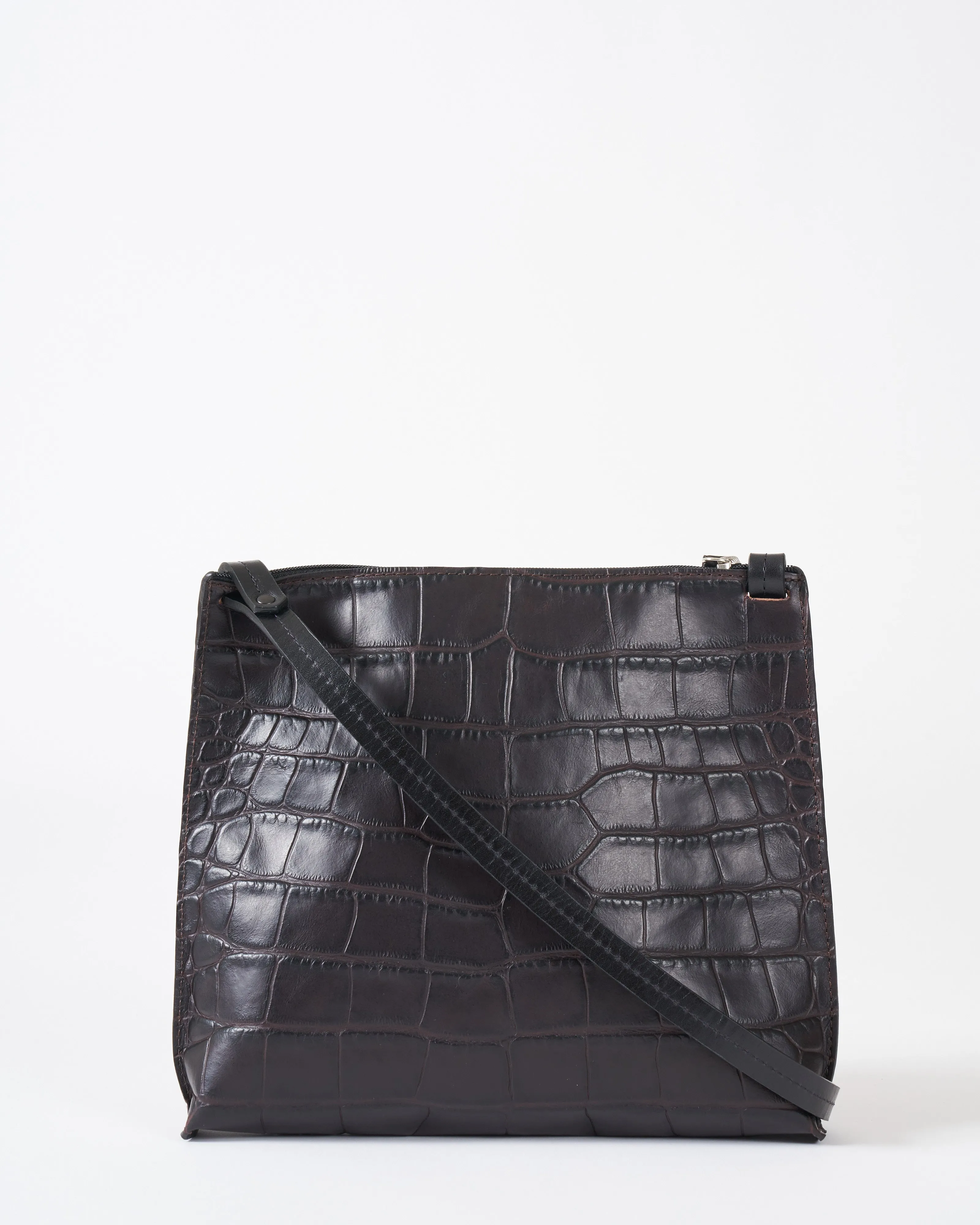 large strappy - espresso embossed croc