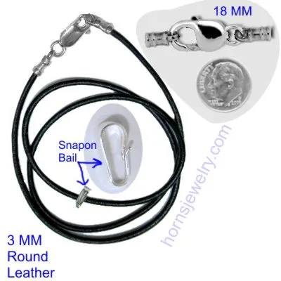 Leather Necklaces - Sterling Silver Findings - Rock Climbing Jewelry
