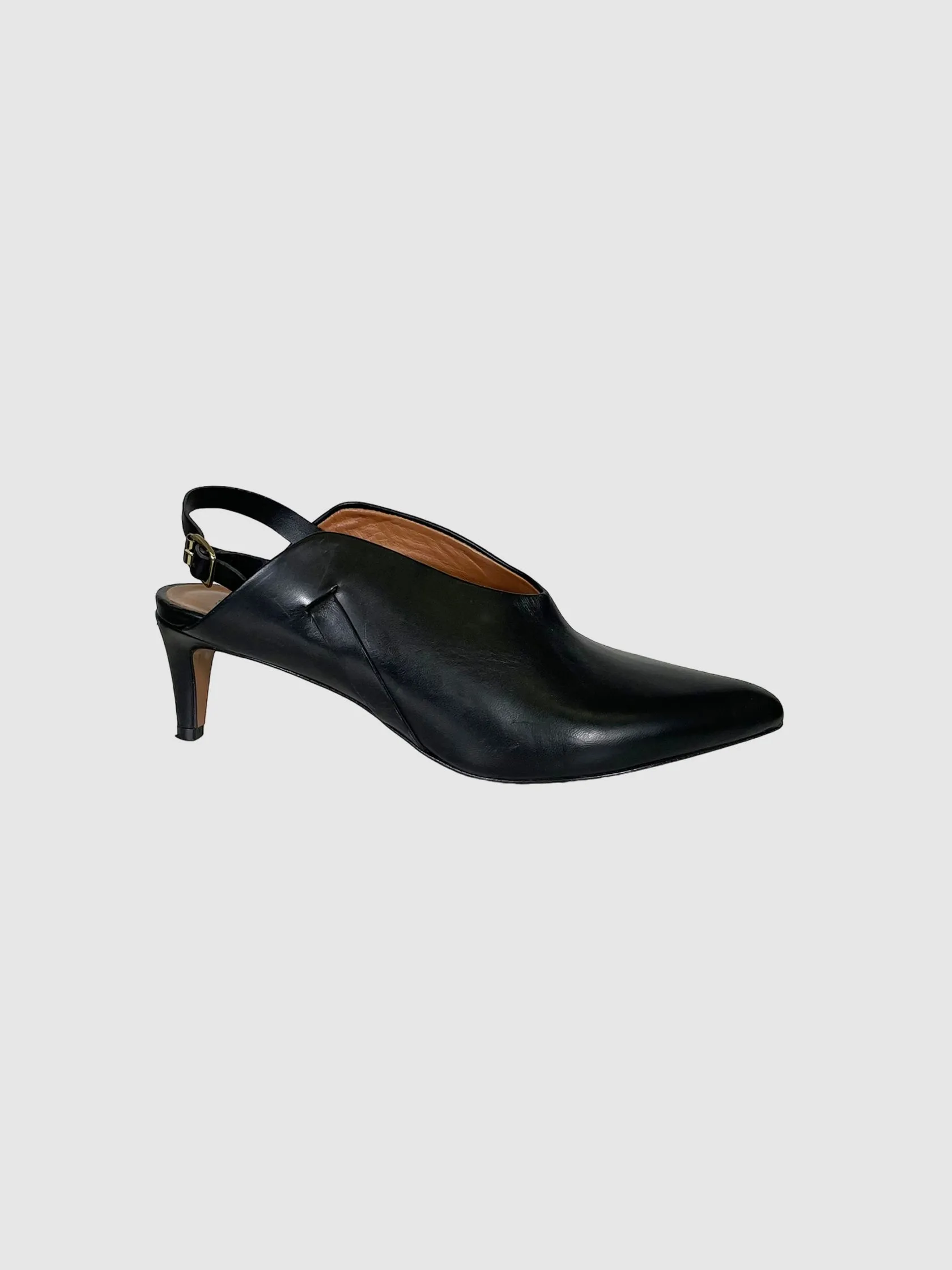 Leather Slingback Mules - Size 36