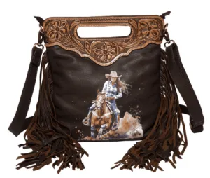 Leather Tooled Handbag with Barrel Racer