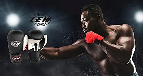 LEW Black Pre Molded Boxing Competition| Training| MMA| Kickboxing | Muay Thai Gloves for Bags & Training Boxing Gloves