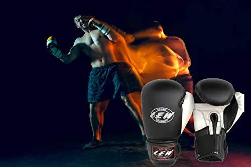 LEW Black Pre Molded Boxing Competition| Training| MMA| Kickboxing | Muay Thai Gloves for Bags & Training Boxing Gloves