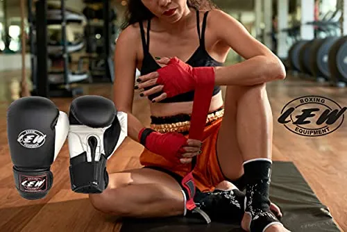LEW Black Pre Molded Boxing Competition| Training| MMA| Kickboxing | Muay Thai Gloves for Bags & Training Boxing Gloves