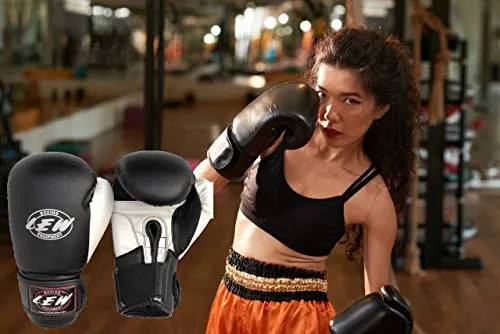 LEW Black Pre Molded Boxing Competition| Training| MMA| Kickboxing | Muay Thai Gloves for Bags & Training Boxing Gloves