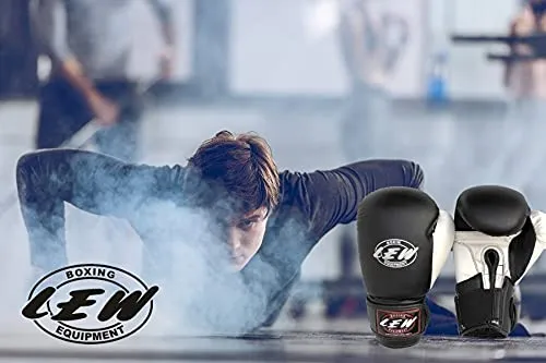 LEW Black Pre Molded Boxing Competition| Training| MMA| Kickboxing | Muay Thai Gloves for Bags & Training Boxing Gloves