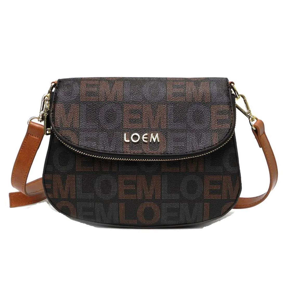 LOEM signature Print cross-body shoulder Bag handbag Designer Brown golden brand