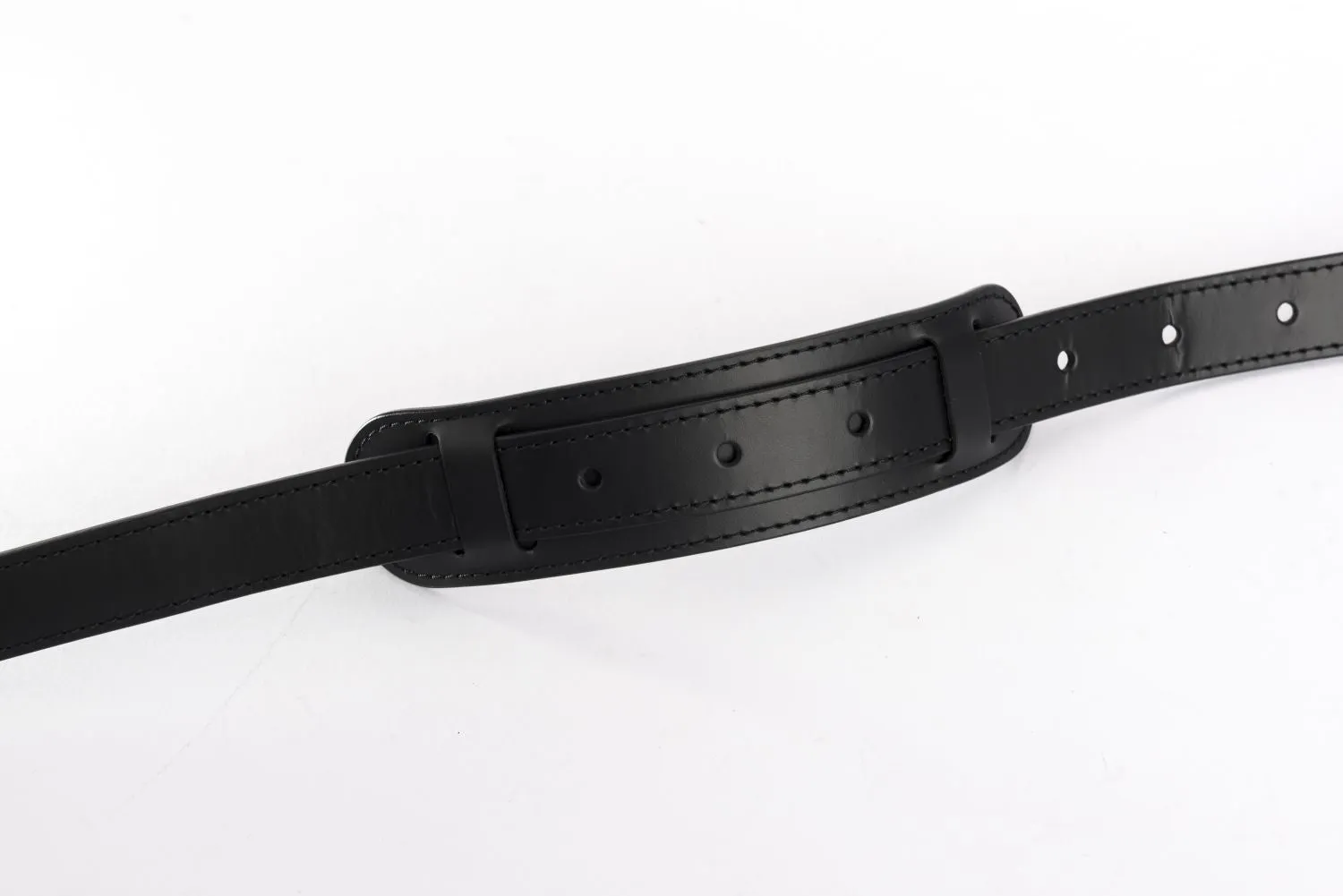 Louis Vuitton Black Leather width 25mm Adjustable Strap, Silver Hardware