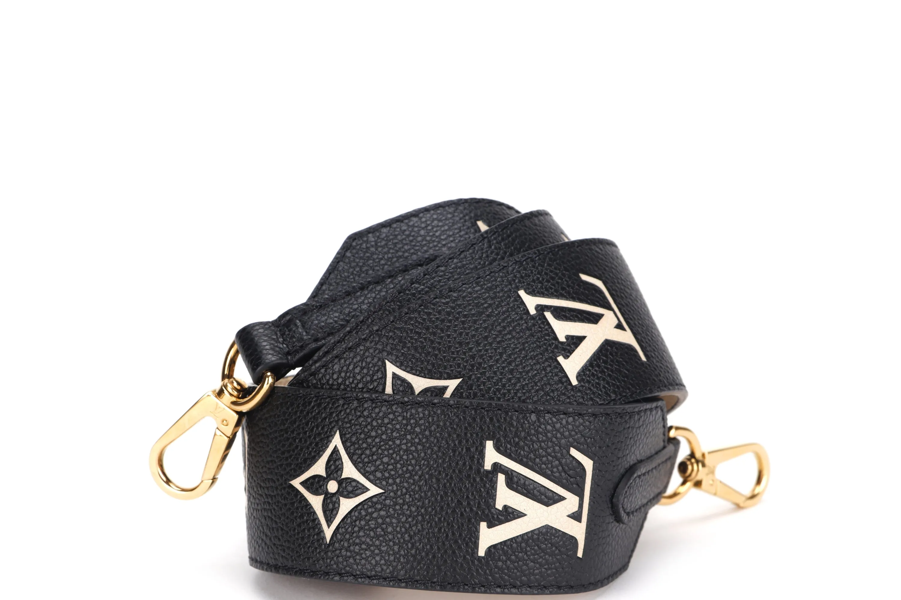 LOUIS VUITTON TAURILON LEATHER BLACK MONOGRAM EMBOSSED SHOULDER STRAP (SF 2223) GOLD HARDWARE, NO DUST COVER