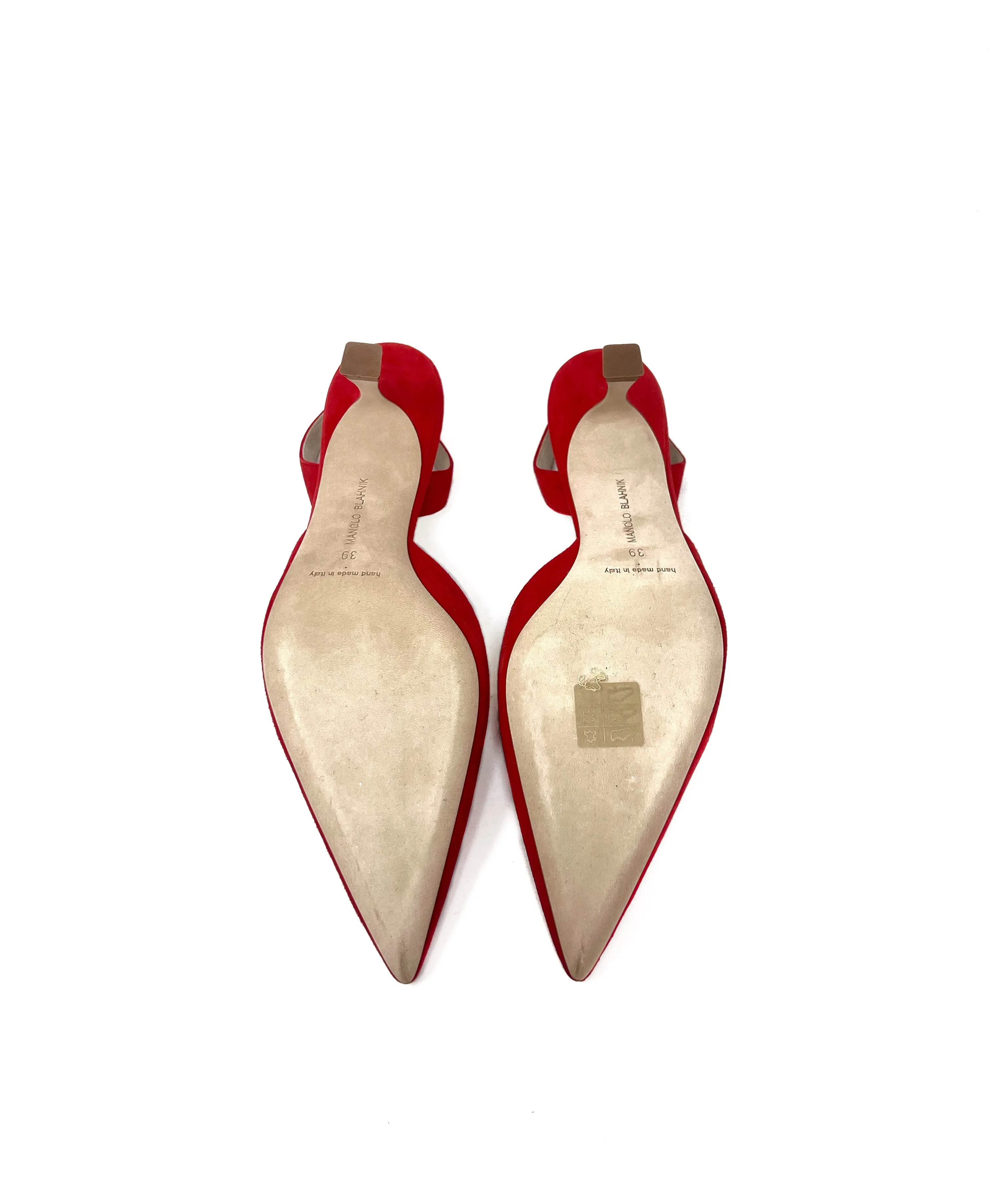 Manolo Blahnik Size 39 'Carolyne' Suede Slingback Heel