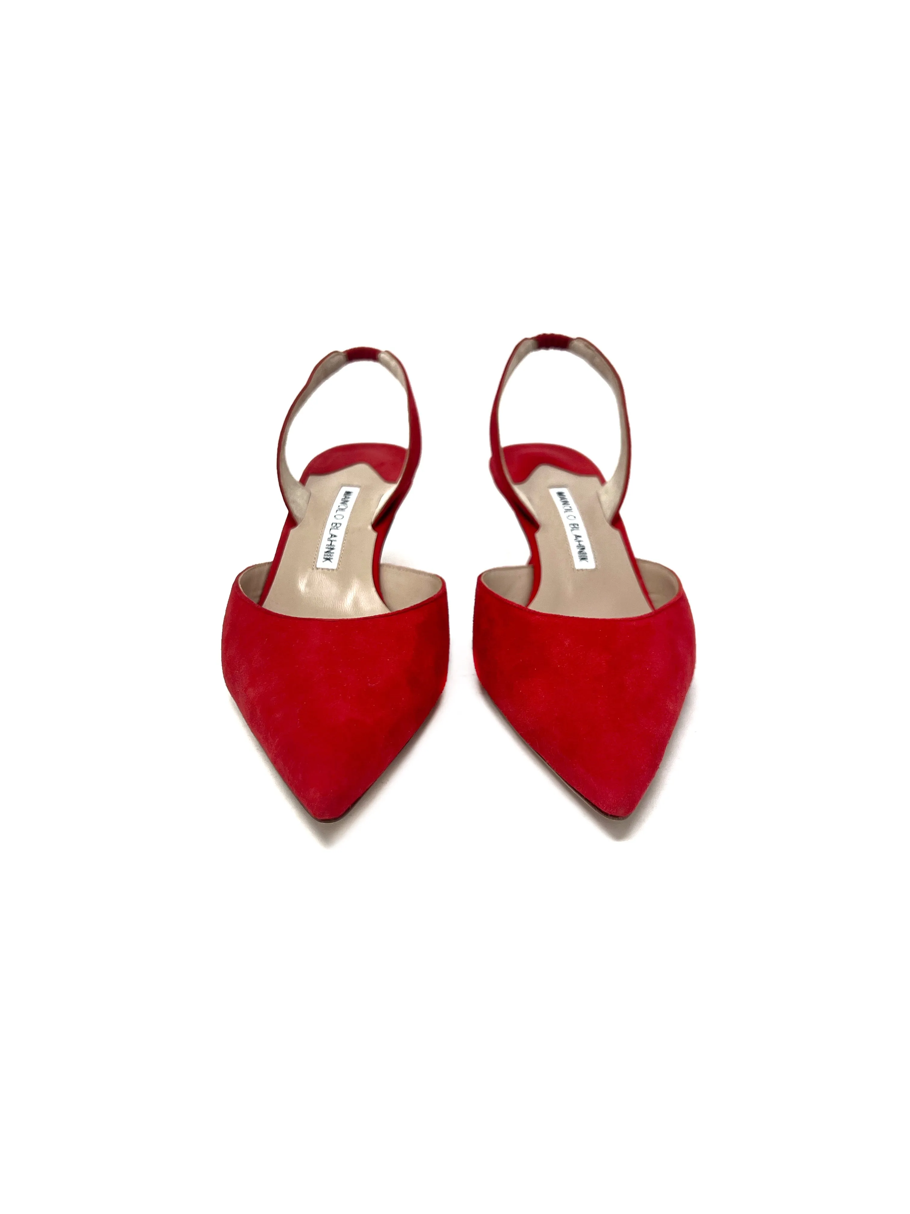 Manolo Blahnik Size 39 'Carolyne' Suede Slingback Heel