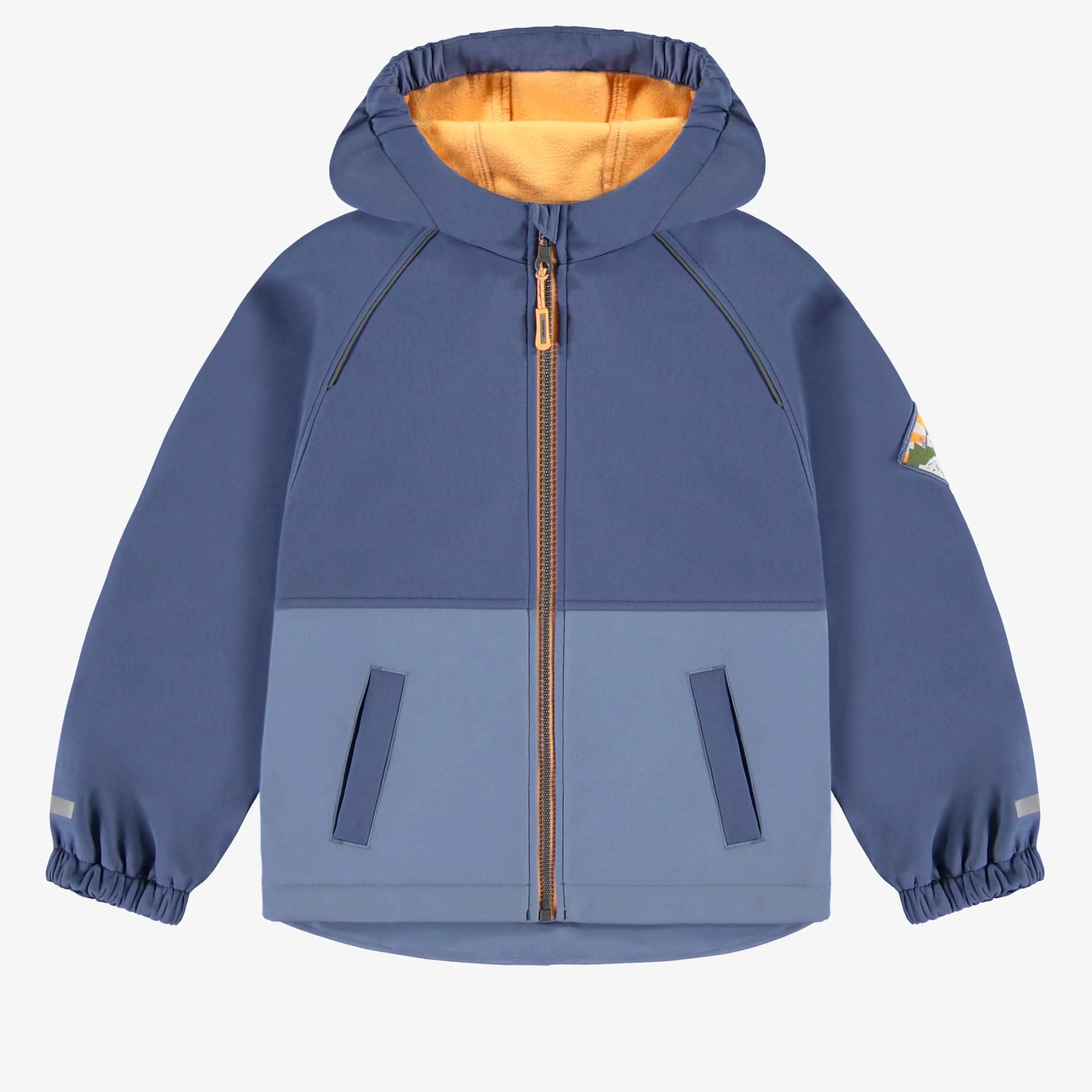 Manteau bleu deux tons à coquille souple, enfant || Two-tone blue coat with soft shell, child