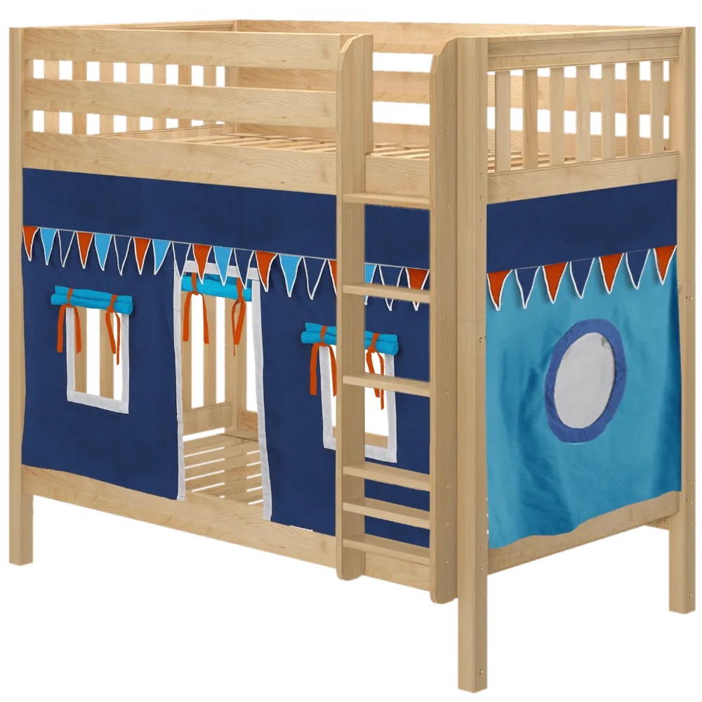 Maxtrix Twin High Bunk Bed with Straight Ladder   Curtain