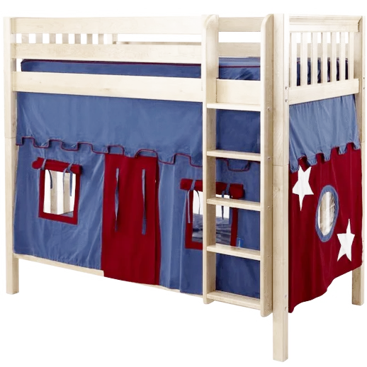 Maxtrix Twin High Bunk Bed with Straight Ladder   Curtain