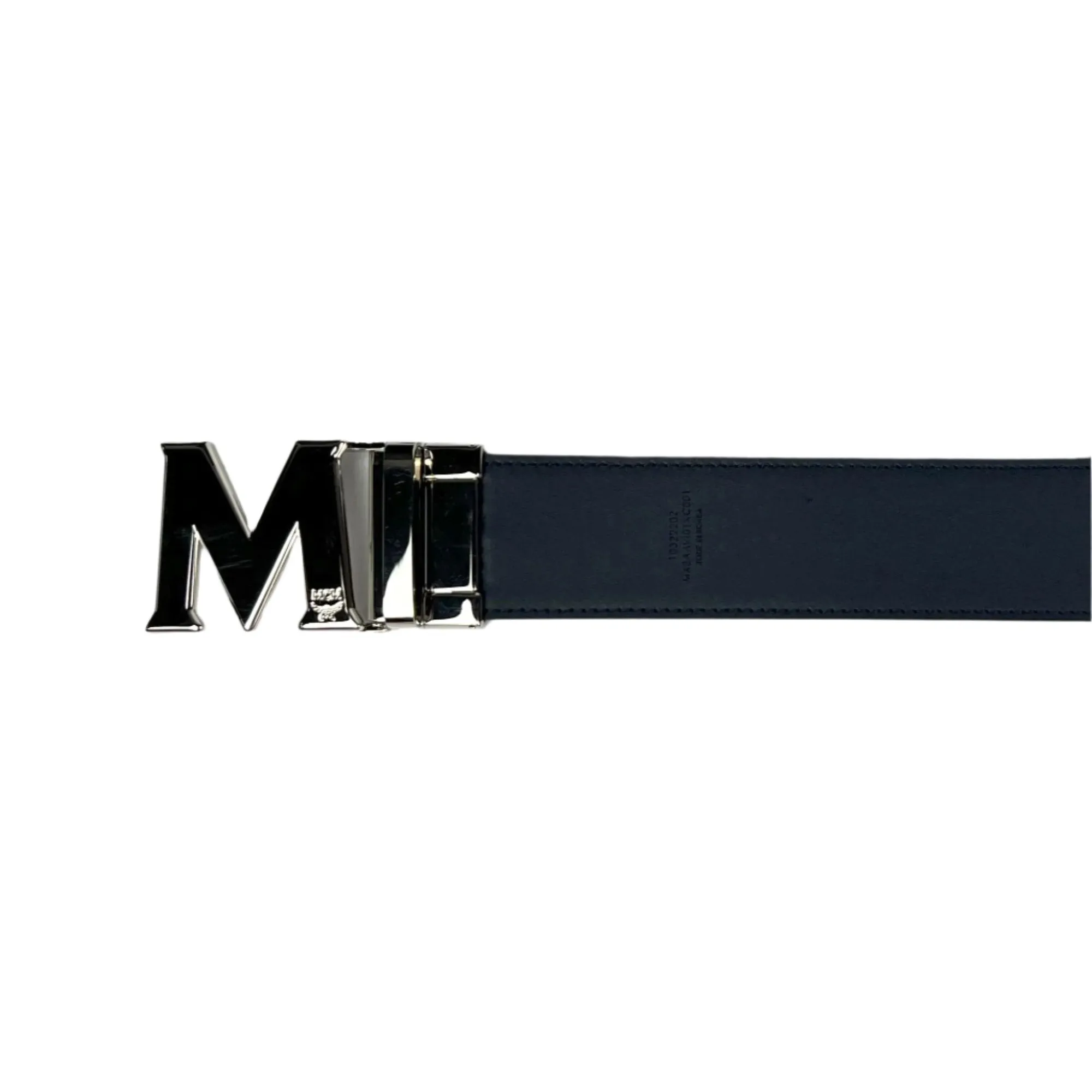 MCM Mens Claus Silver M Buckle Candy Red Leather Reversible Belt Customizable
