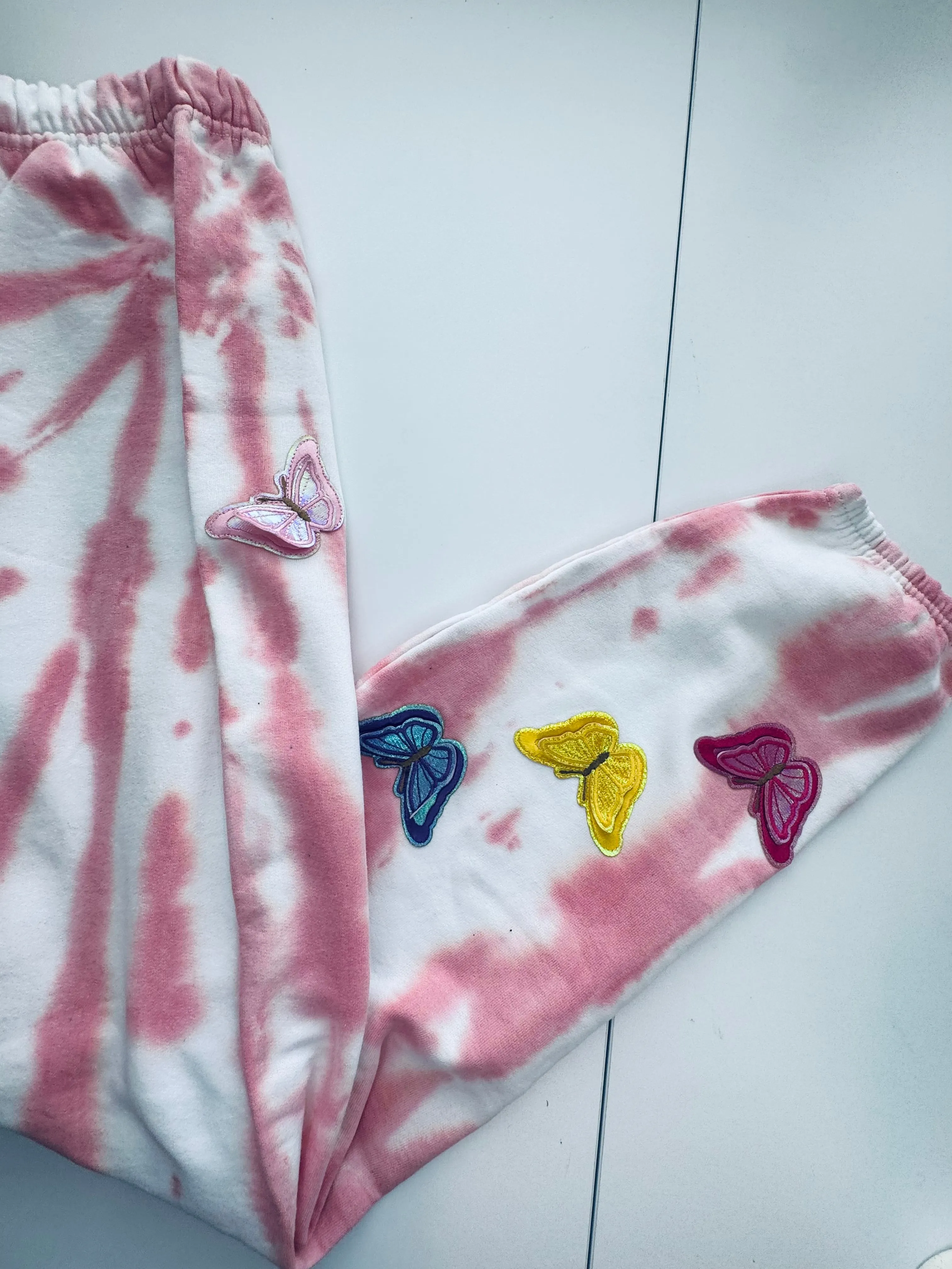 Medium Pink Dye Butterfly Oversized Sweats