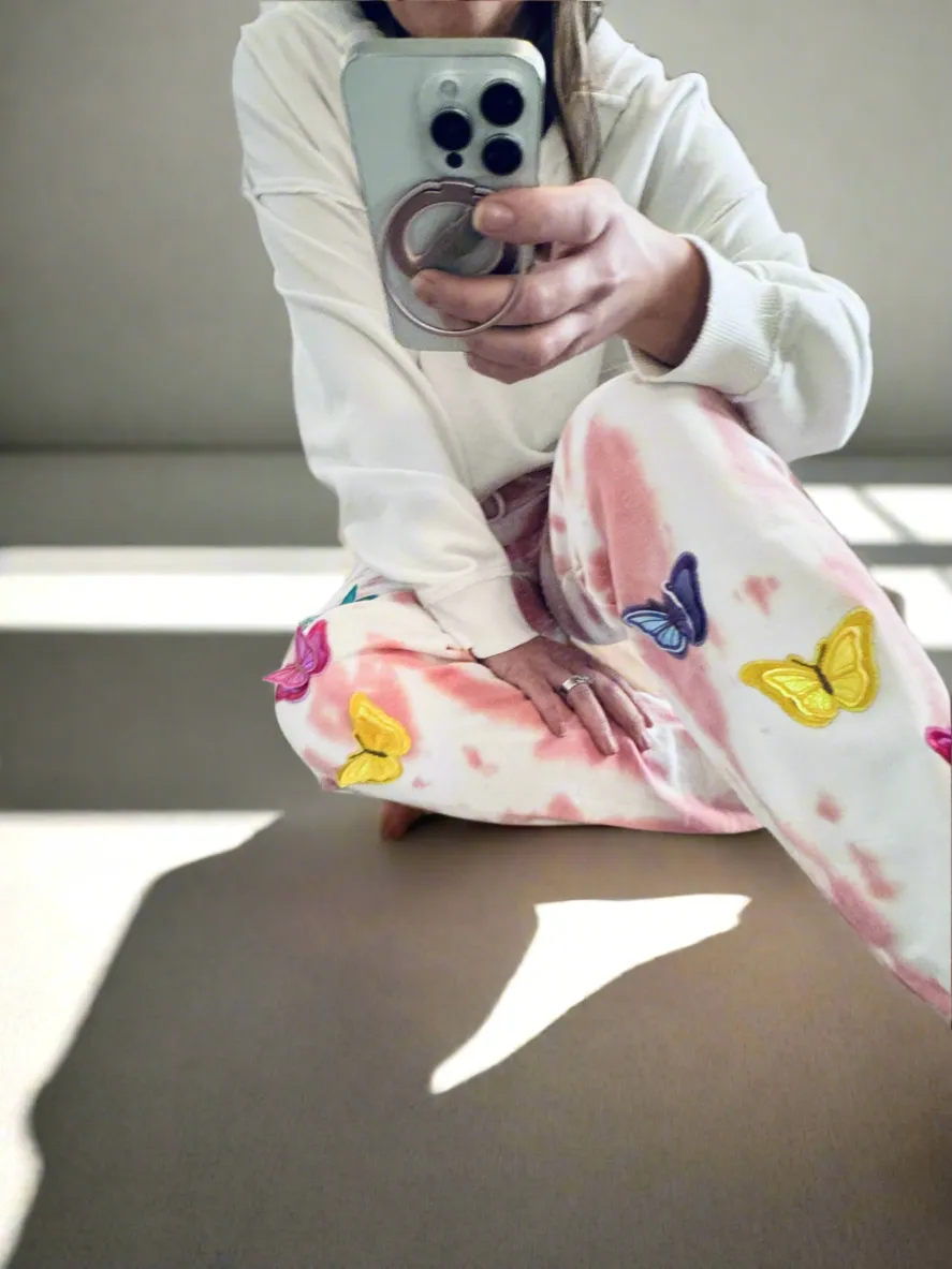 Medium Pink Dye Butterfly Oversized Sweats