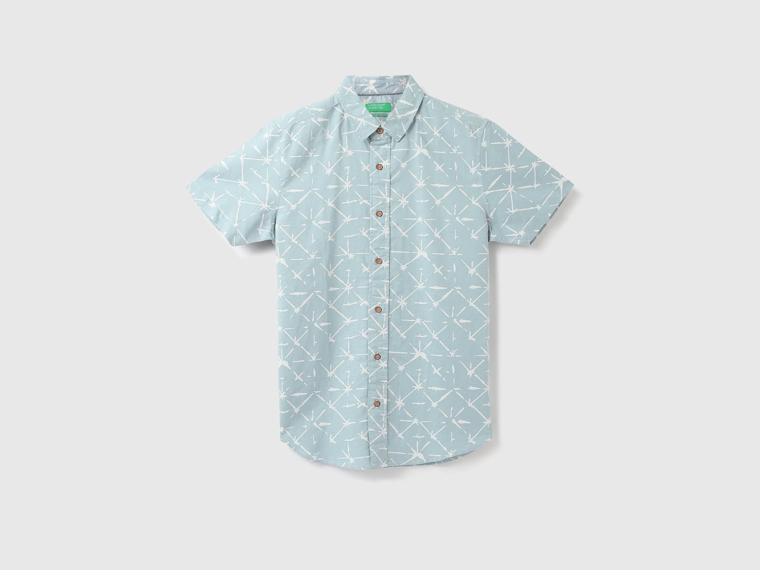 Men Printed Spread Collar Shirt