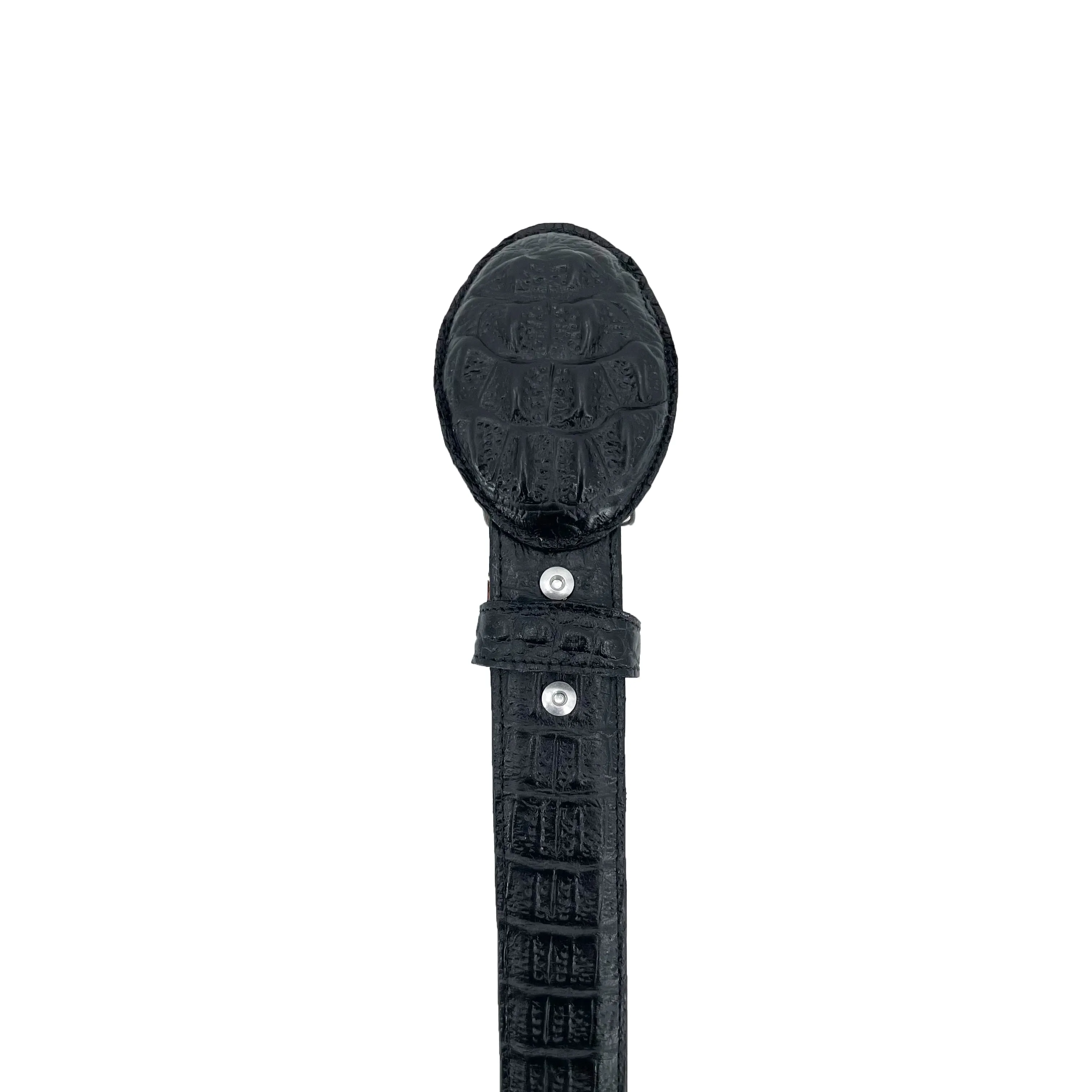 Men's  Printed Caiman Leather Belt - Black
