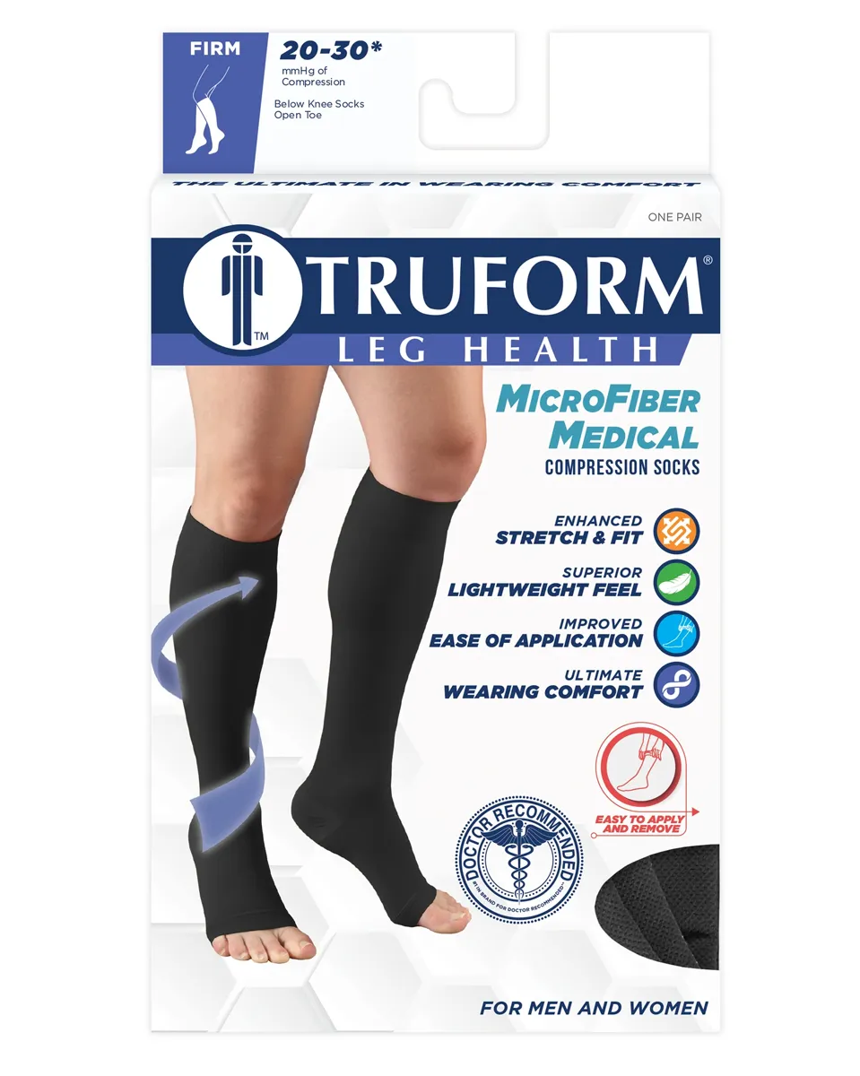 MicroFiber Medical Compression Socks 20-30 Open Toe