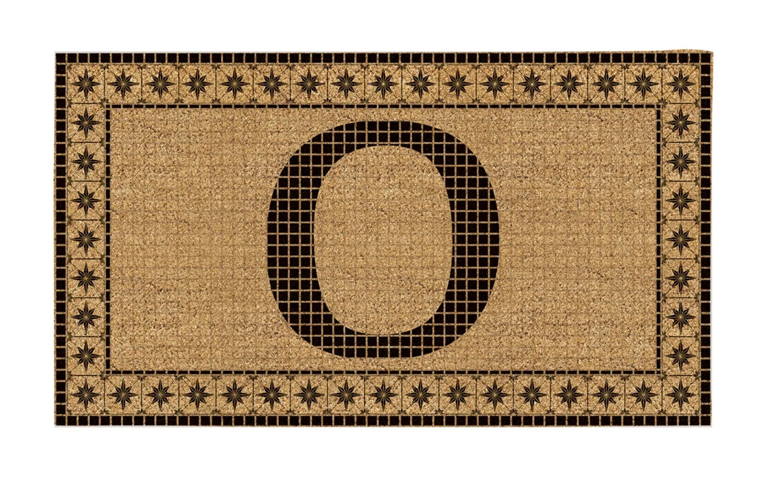 Monogram Flocked Coir  Vintage Tile Mat, Letter O,2rmc1296mo