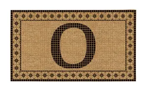 Monogram Flocked Coir  Vintage Tile Mat, Letter O,2rmc1296mo