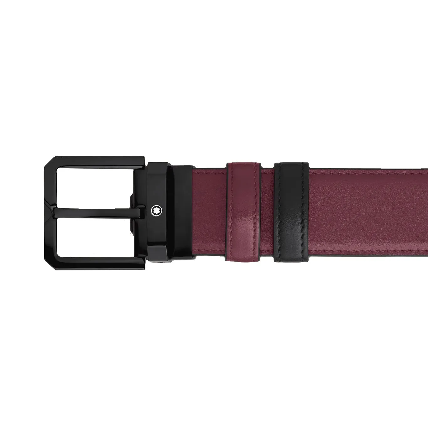 Montblanc reversible belt 35 mm black leather/cassis 199651