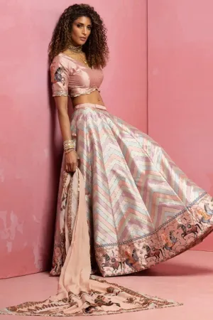 Multicolor Printed And Embroidered Lehenga Set