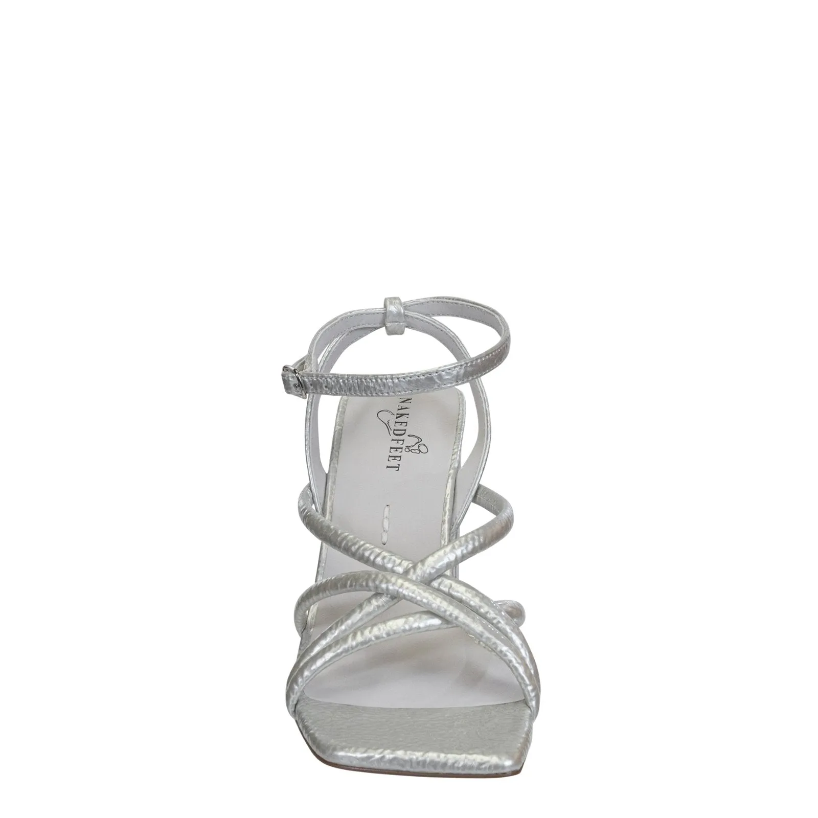 Naked Feet: MOOD in SILVER Heeled Sandals
