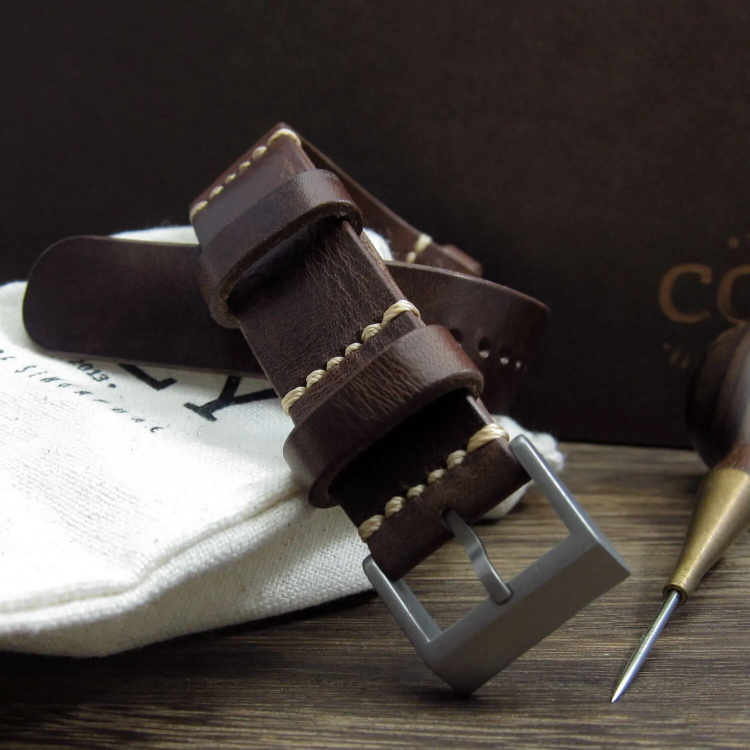NAT2 Leather Watch Strap, Military 103