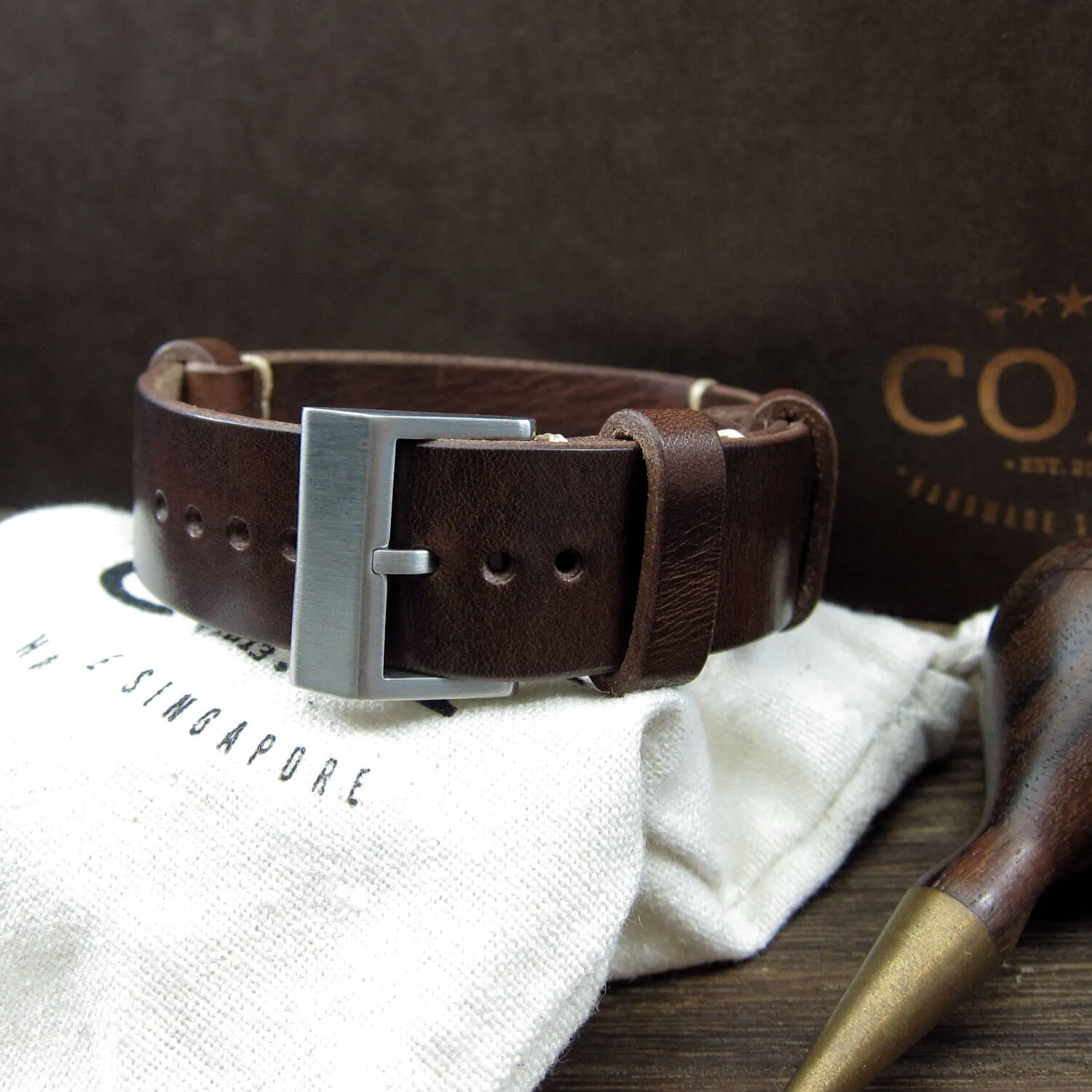NAT2 Leather Watch Strap, Military 103