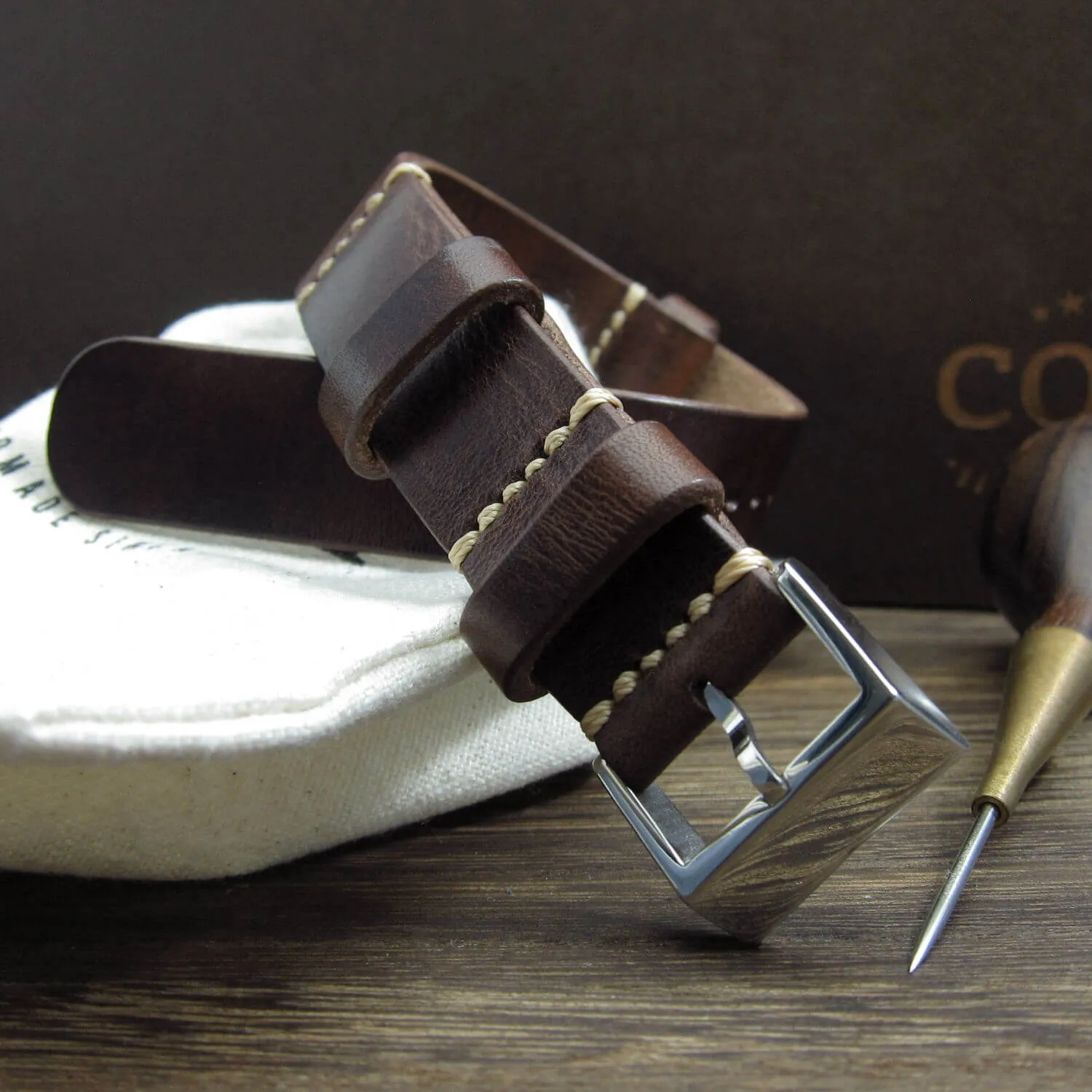 NAT2 Leather Watch Strap, Military 103