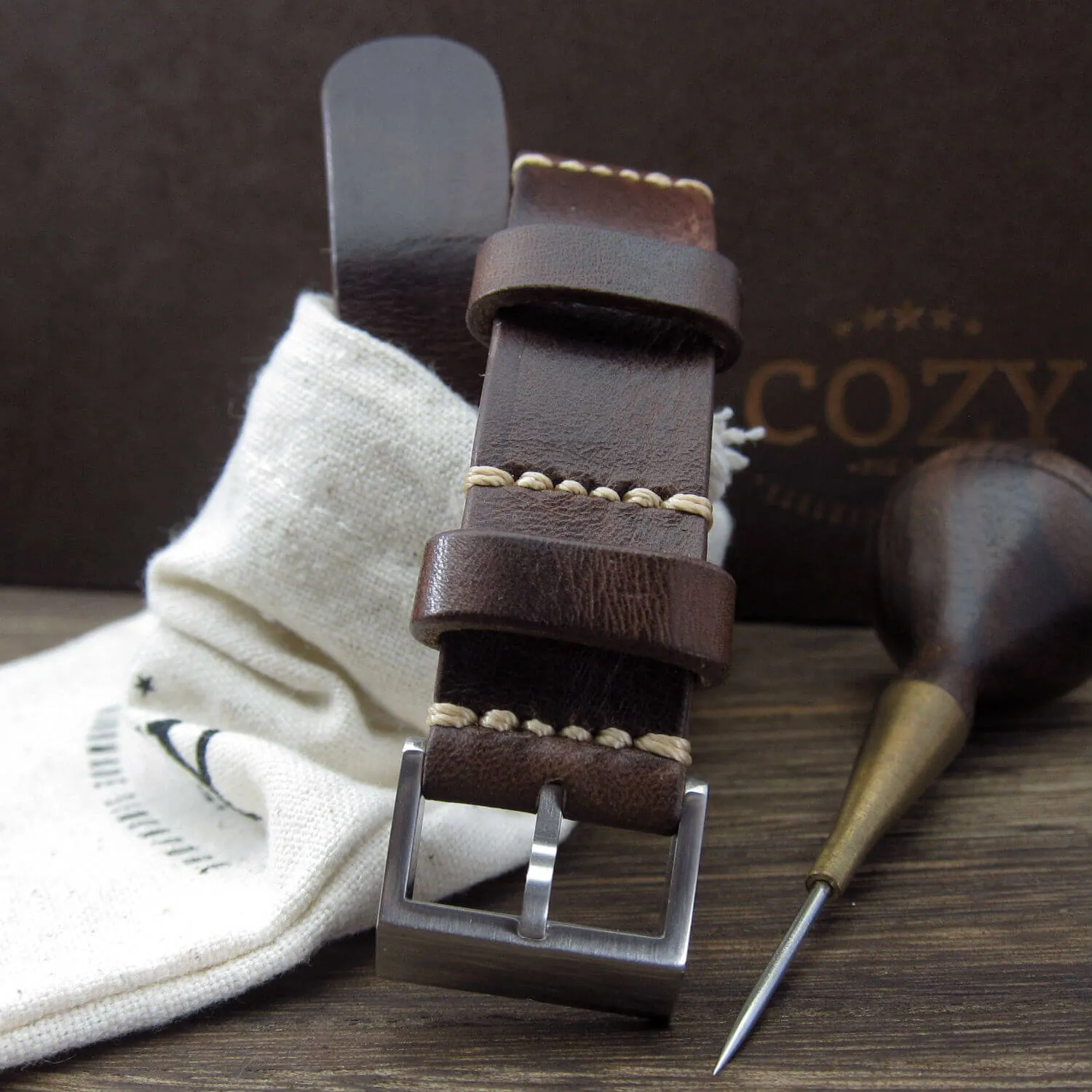 NAT2 Leather Watch Strap, Military 103