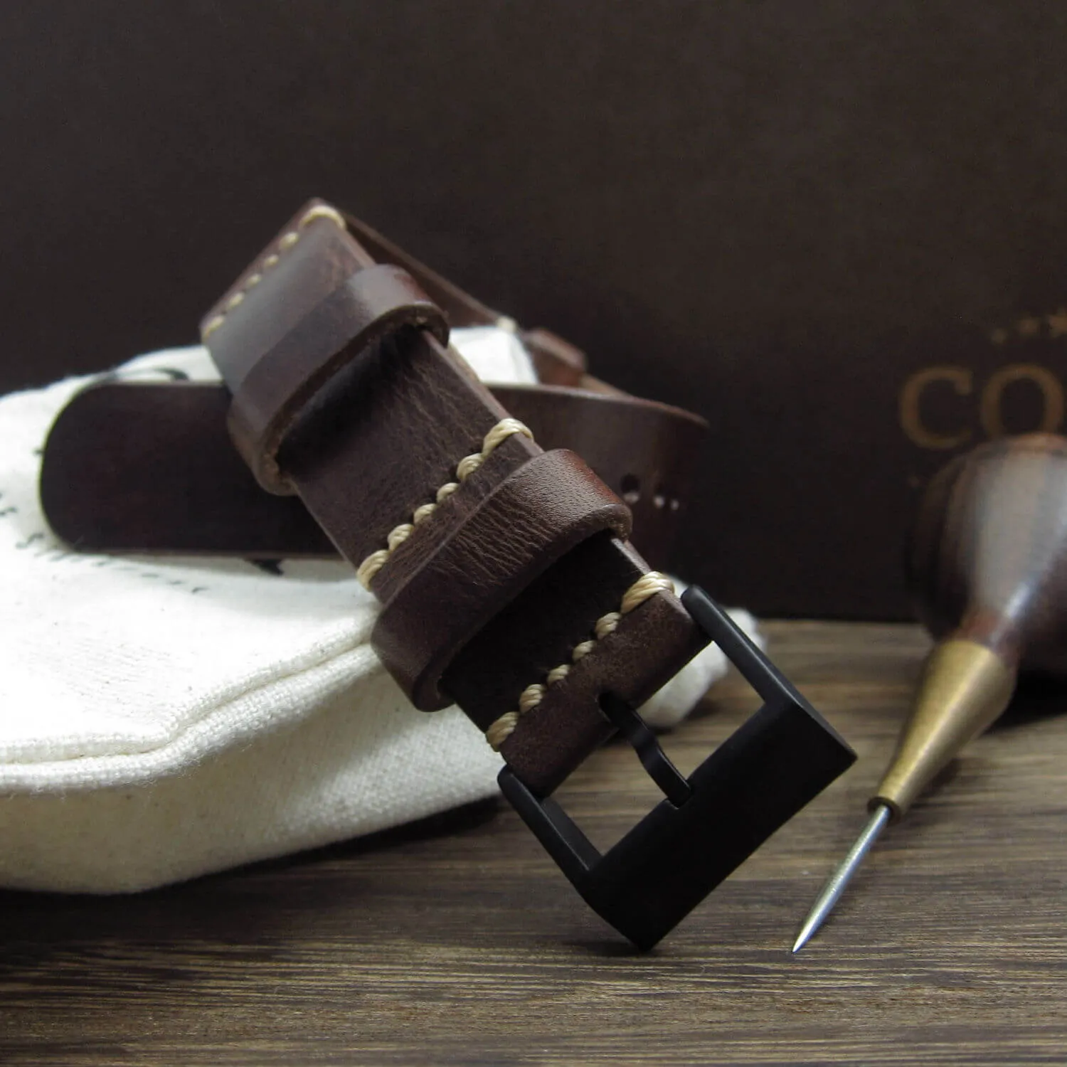 NAT2 Leather Watch Strap, Military 103