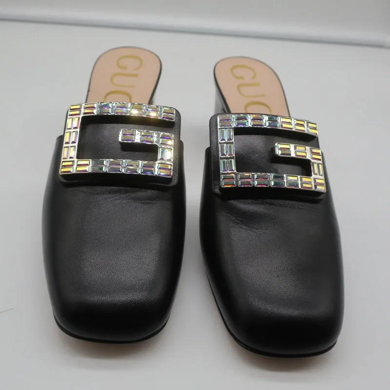 NEW Gucci Madelyn Mules Black Crystal Size 38