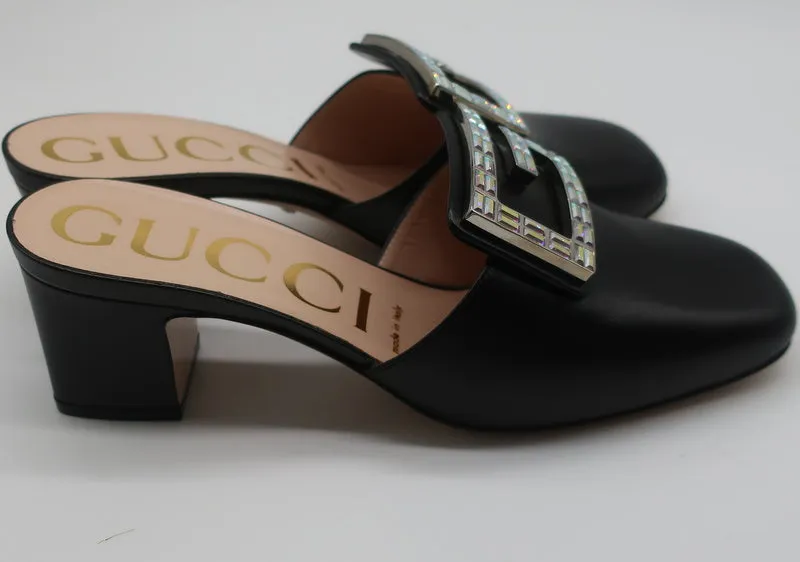NEW Gucci Madelyn Mules Black Crystal Size 38