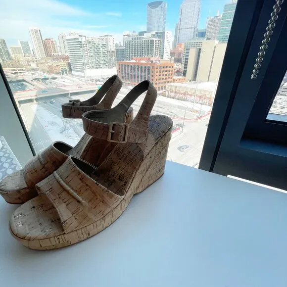 New Kork Ease Bardot II Wedge Platform Retro Chunky Comfort Sandal Size 9