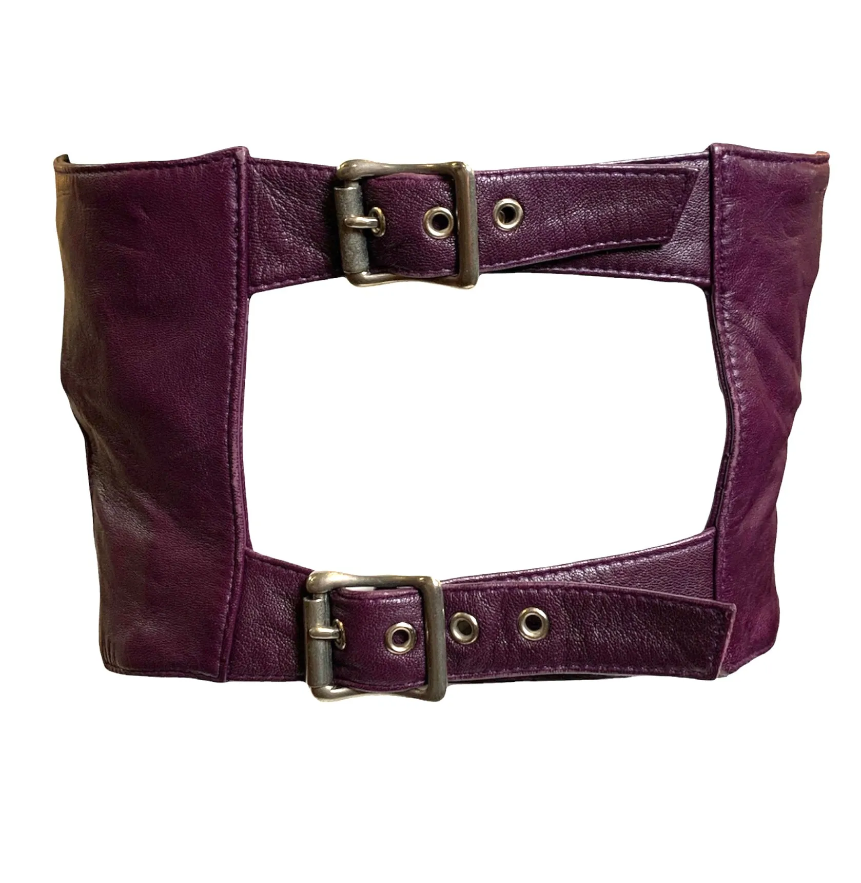 North Beach Leather Michael Hoban 90s Eggplant Purple Buckle Bustier