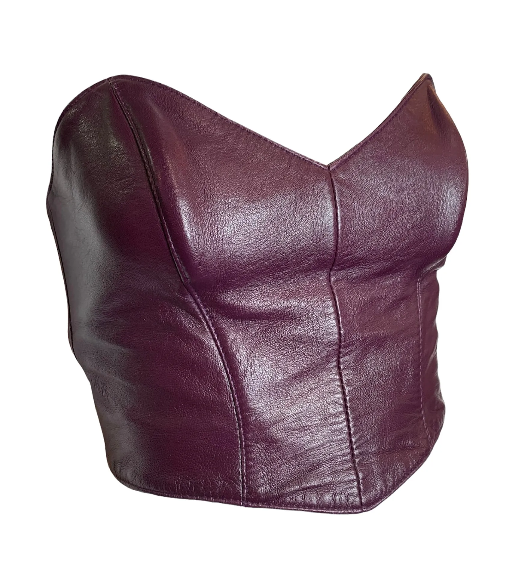 North Beach Leather Michael Hoban 90s Eggplant Purple Buckle Bustier