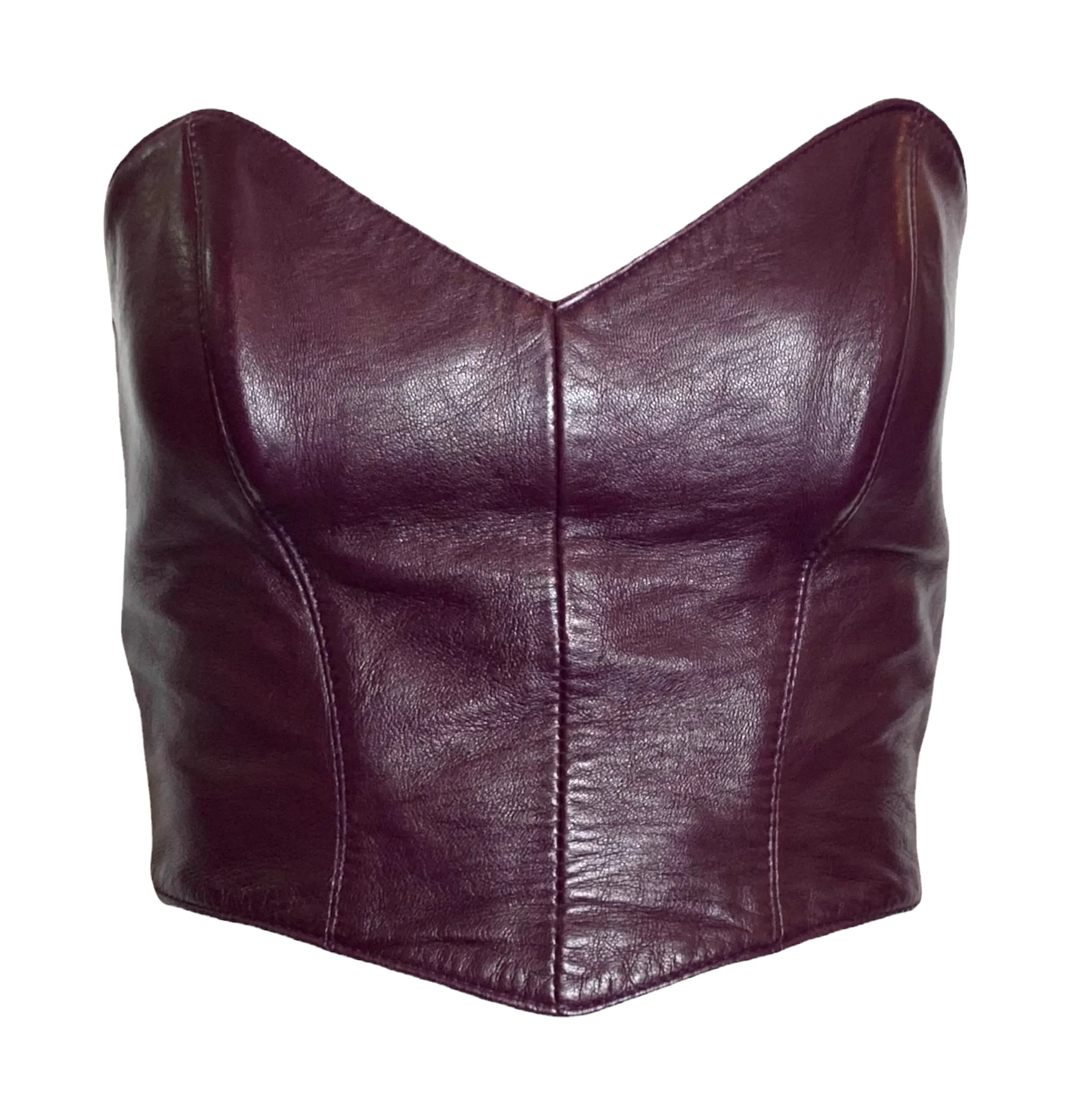 North Beach Leather Michael Hoban 90s Eggplant Purple Buckle Bustier
