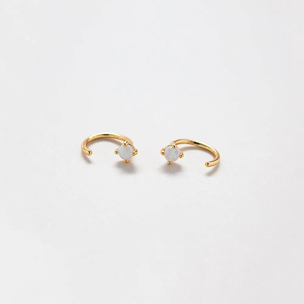 Opal Gold Open Hoop Earrings