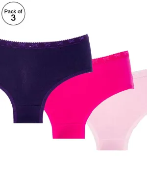 Pack of 3 - Sexy Soft Plain Cotton Panty For Ladies