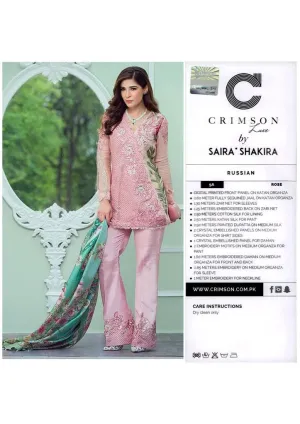 Pakistani Designer dress Chiffon by Crimson baby pink - C807