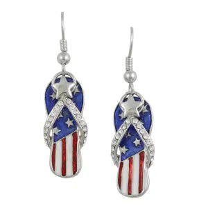 Patriotic Red White and Blue Flip Flop Pierced Earring - PT404E