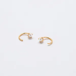 Pearl Gold Open Hoop Earrings