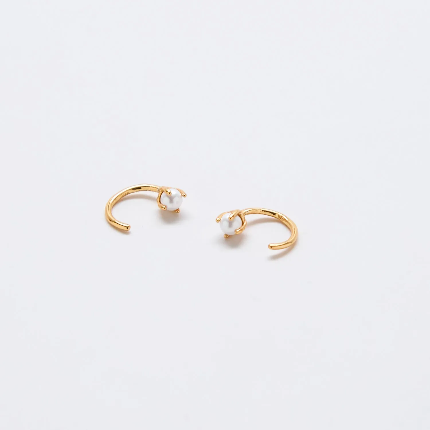Pearl Gold Open Hoop Earrings