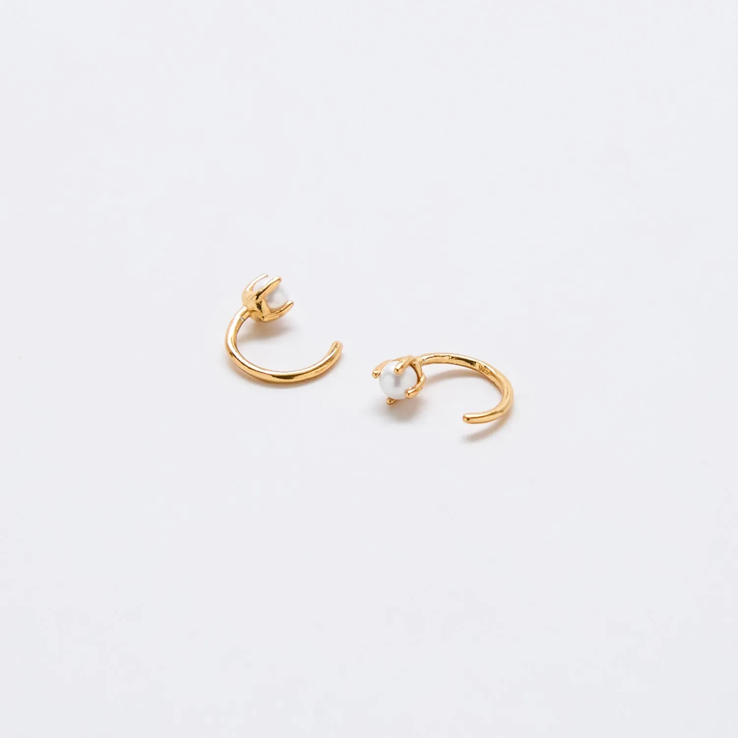 Pearl Gold Open Hoop Earrings