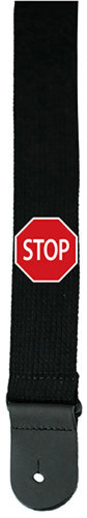 Perris 2" Black Cotton "Stop Sign" Guitar Strap with Leather ends