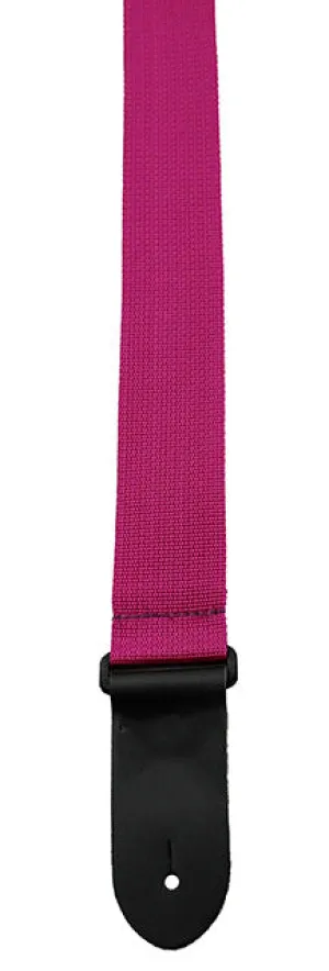 Perris 2" Poly Pro Guitar Strap in Magenta with Black Leather ends