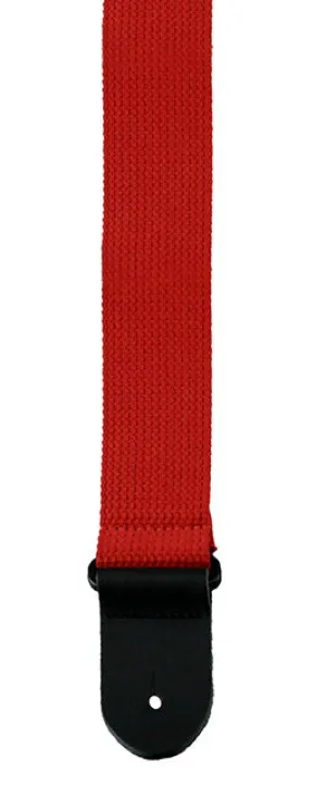 Perris 2" Red Cotton Guitar Strap with Leather ends